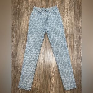 Vintage Fendi Zucca Monogram Jeans| Light Blue
